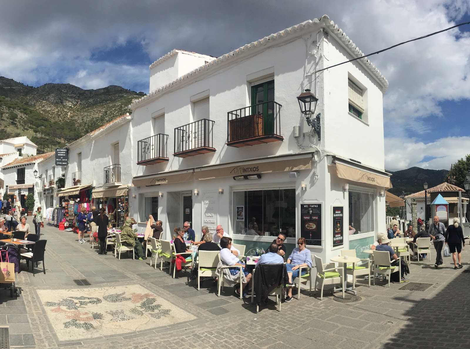 Tapas spread at Tapintxos in Mijas Pueblo